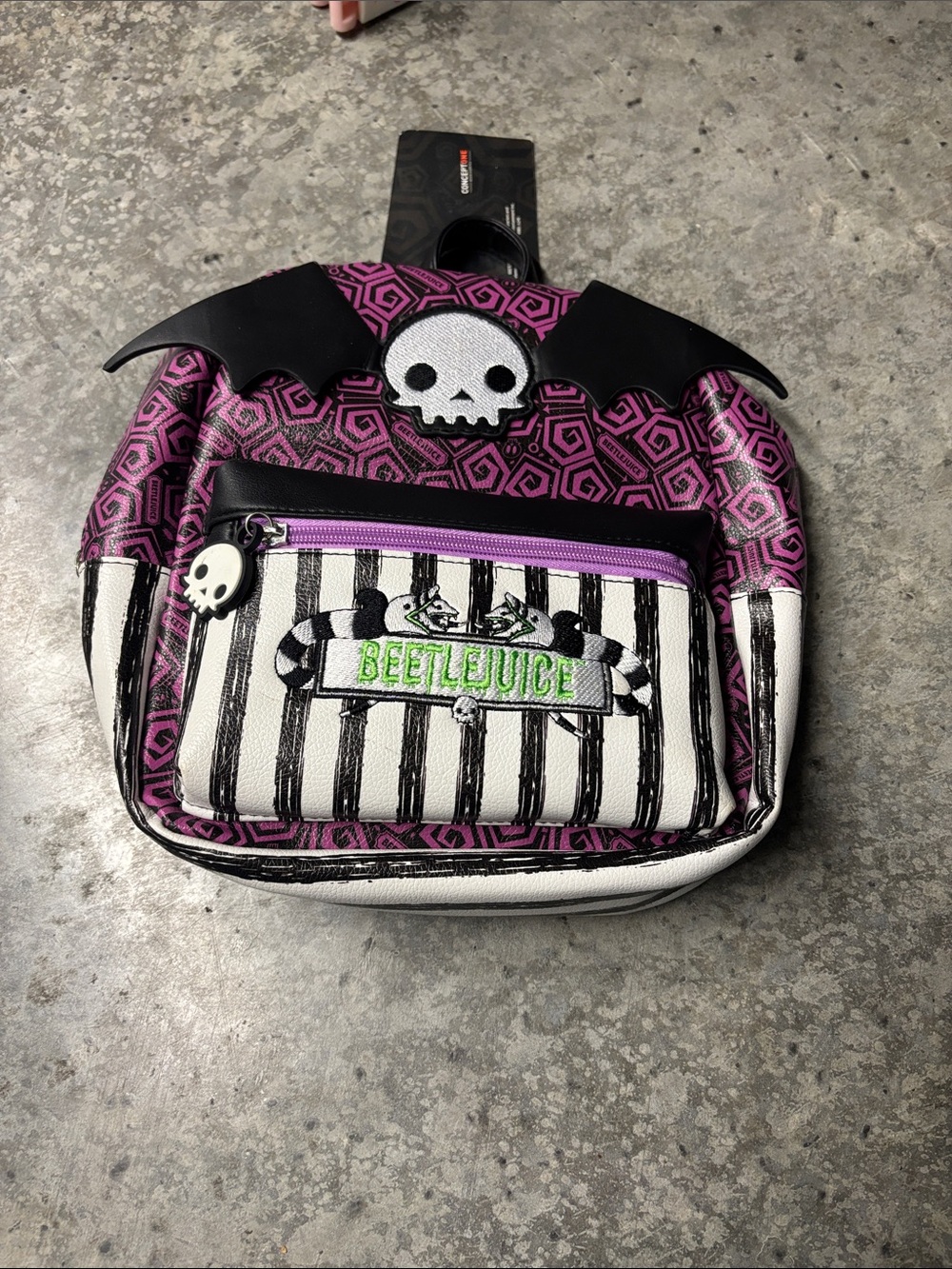 NWT Concept One Beetlejuice Winged Skull Mini Backpack